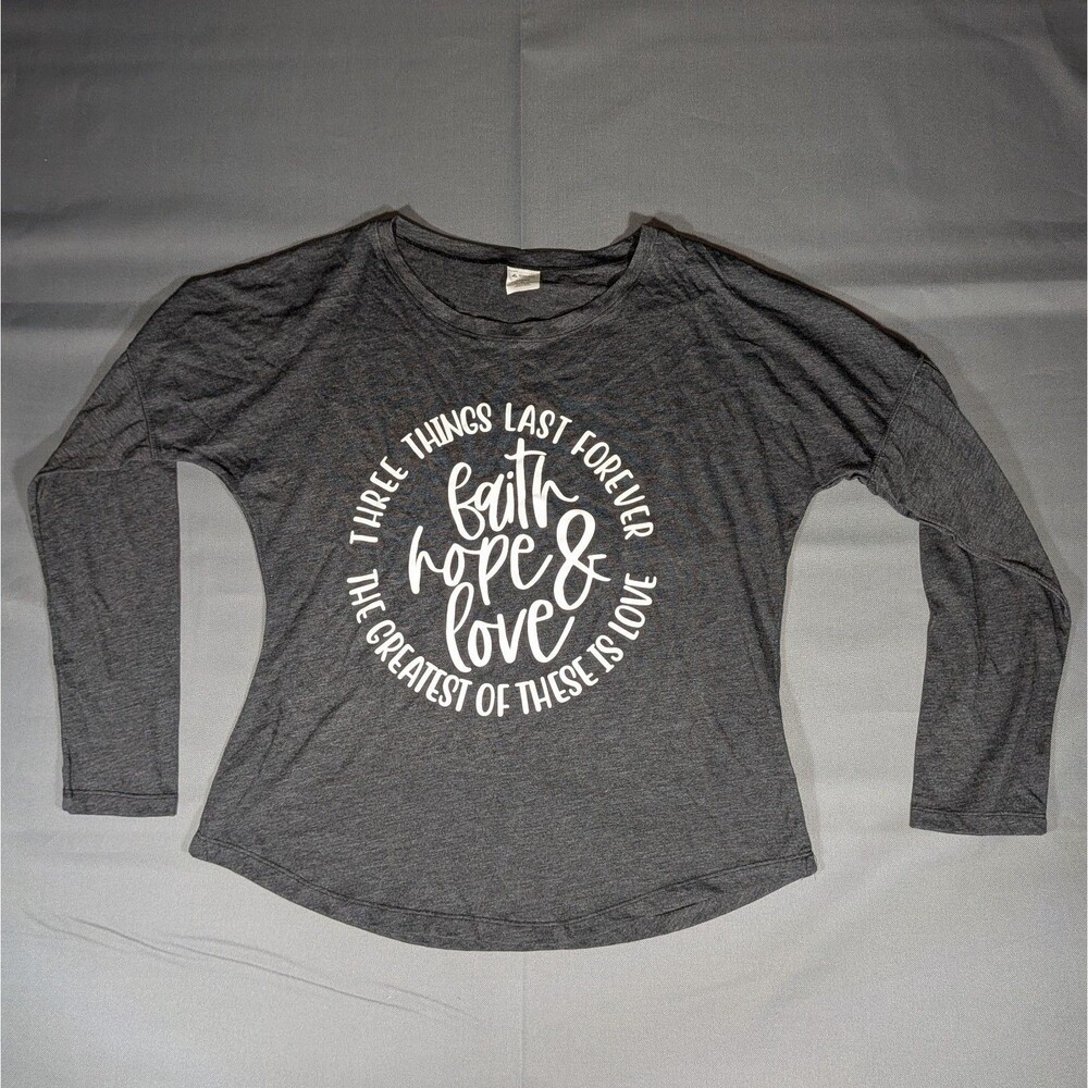 Augusta Activewear Ladies Faith, Hope, And Love Long Sleeve Tshirt Size Large